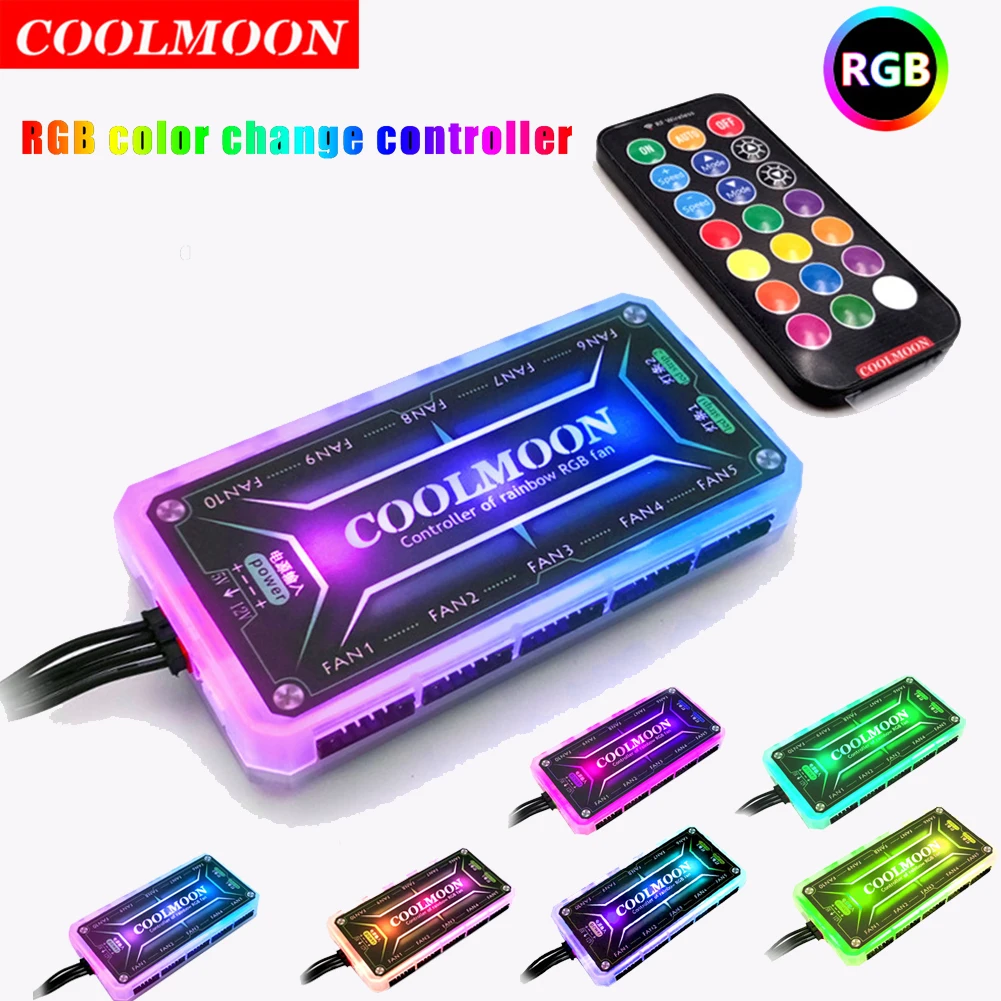 COOLMOON ARGB Controller 12V 5 - Fan Hub Rgb Controller 评论和价格
