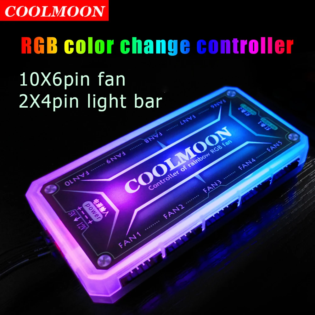 COOLMOON ARGB Controller 12V 5 - Fan Hub Rgb Controller 评论和价格