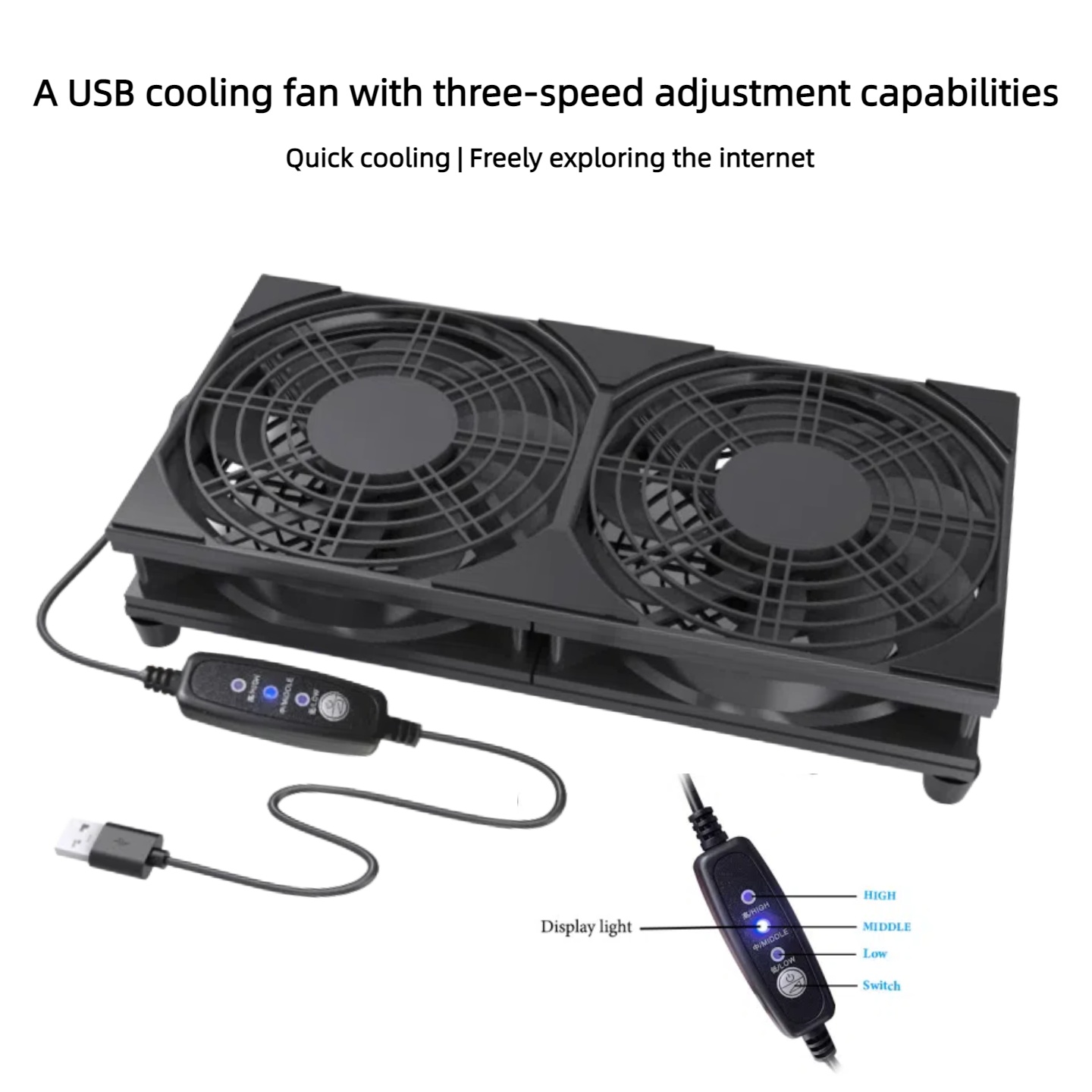Dual USB Cooling Fan with 3-Sp - Fan Hub Rgb Controller 评论和价格