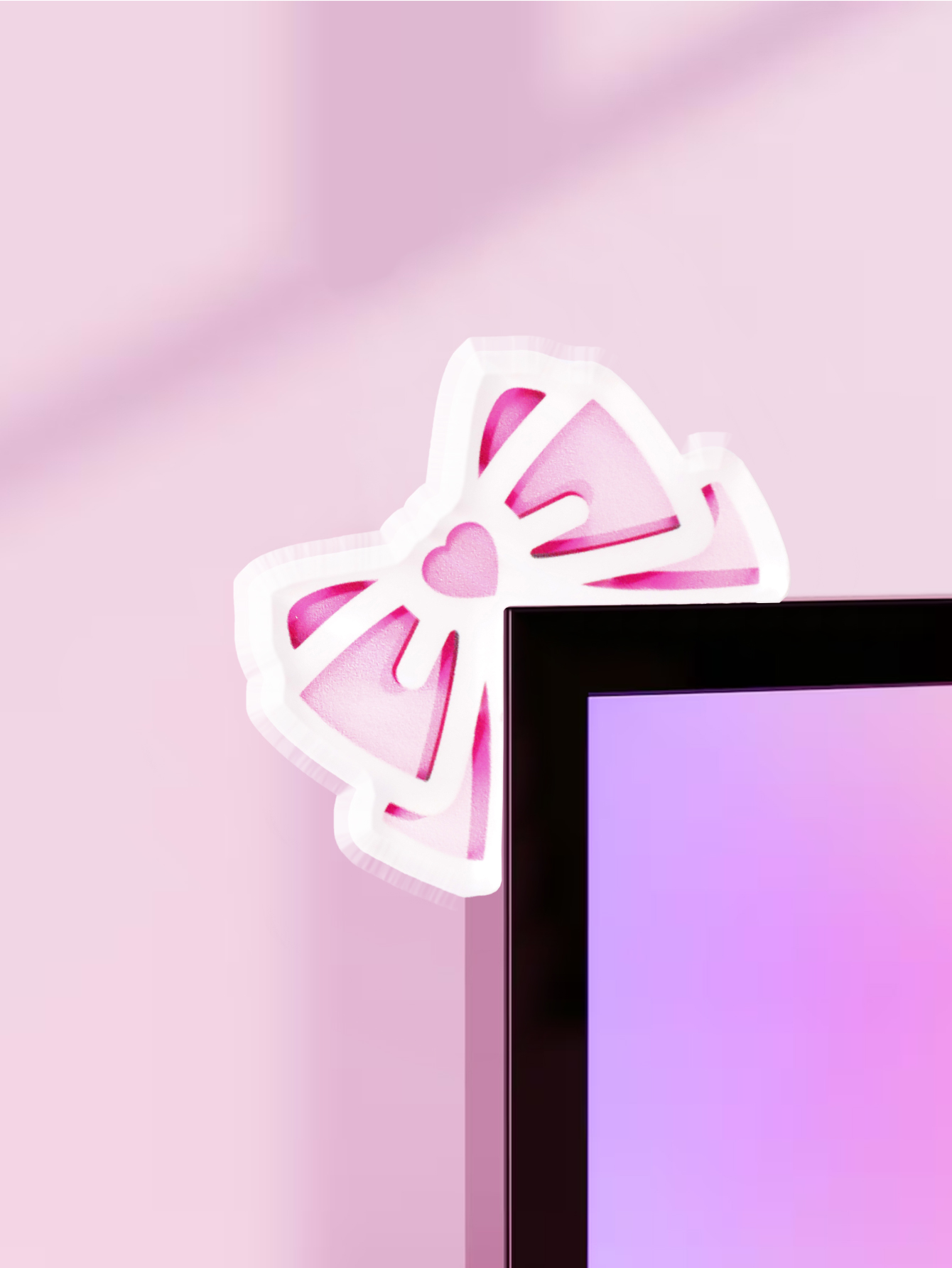 Kawaii Bow Monitor Decor Pink  - Gaming Accessories For Pc Setup 评论和价格